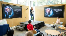 student presenting