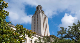 UT tower and clouds