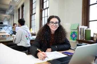 student in classroom