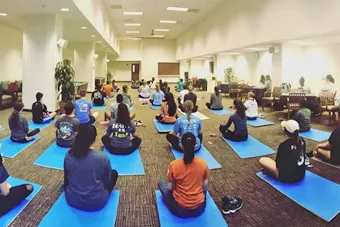 Students doing yoga