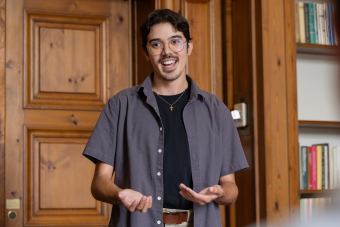 student speaking in classroom
