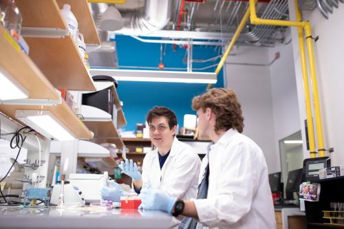 two students in lab